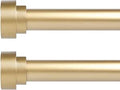 Gold Curtain Rods for Windows 28 to 48 in 2 Pack - Heavy Duty Modern