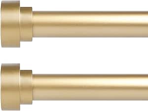 Gold Curtain Rods for Windows 28 to 48 Inch - Heavy Duty Set