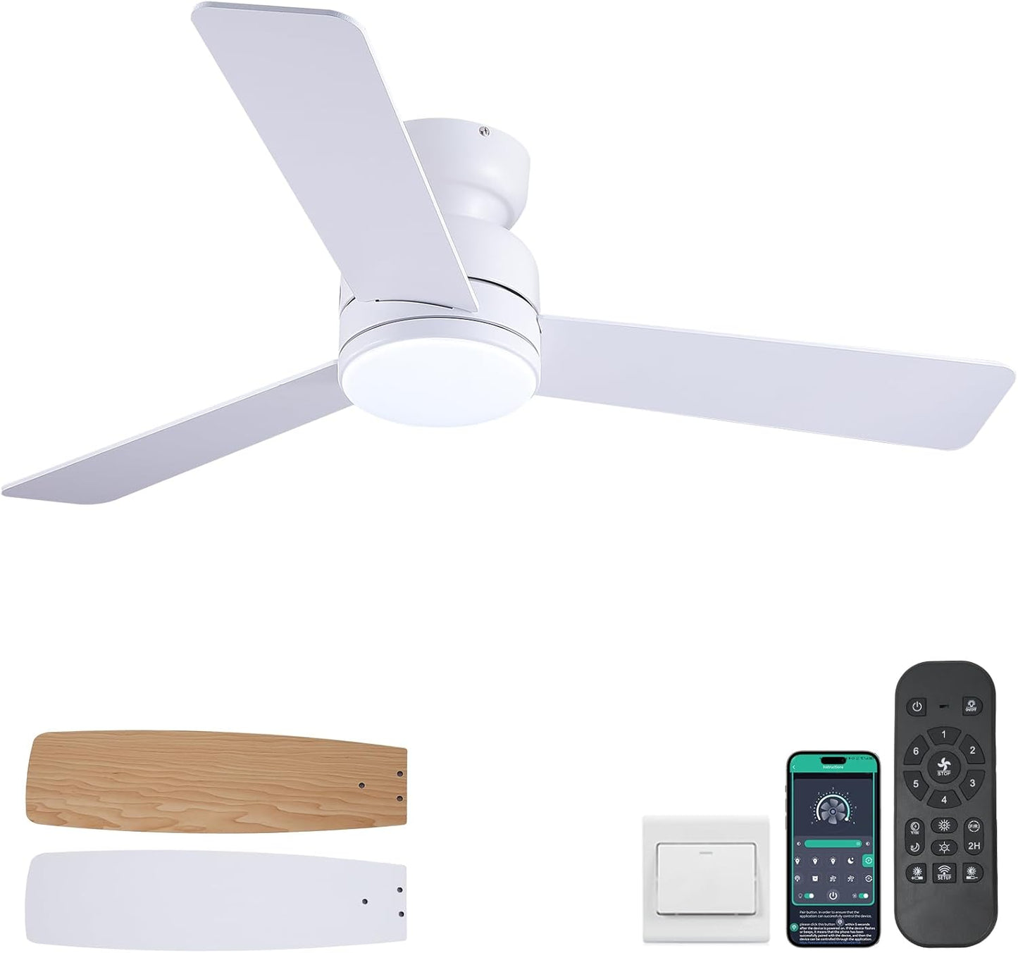 46 Inch Ceiling Fan with Lights and Remote Control for Home