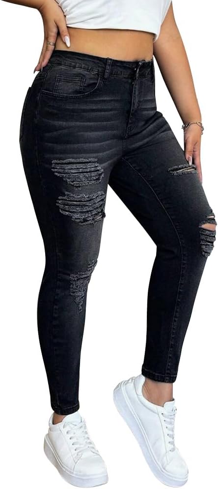 ALLABREVE Womens Plus Size Skinny Jeans for Stylish Comfort