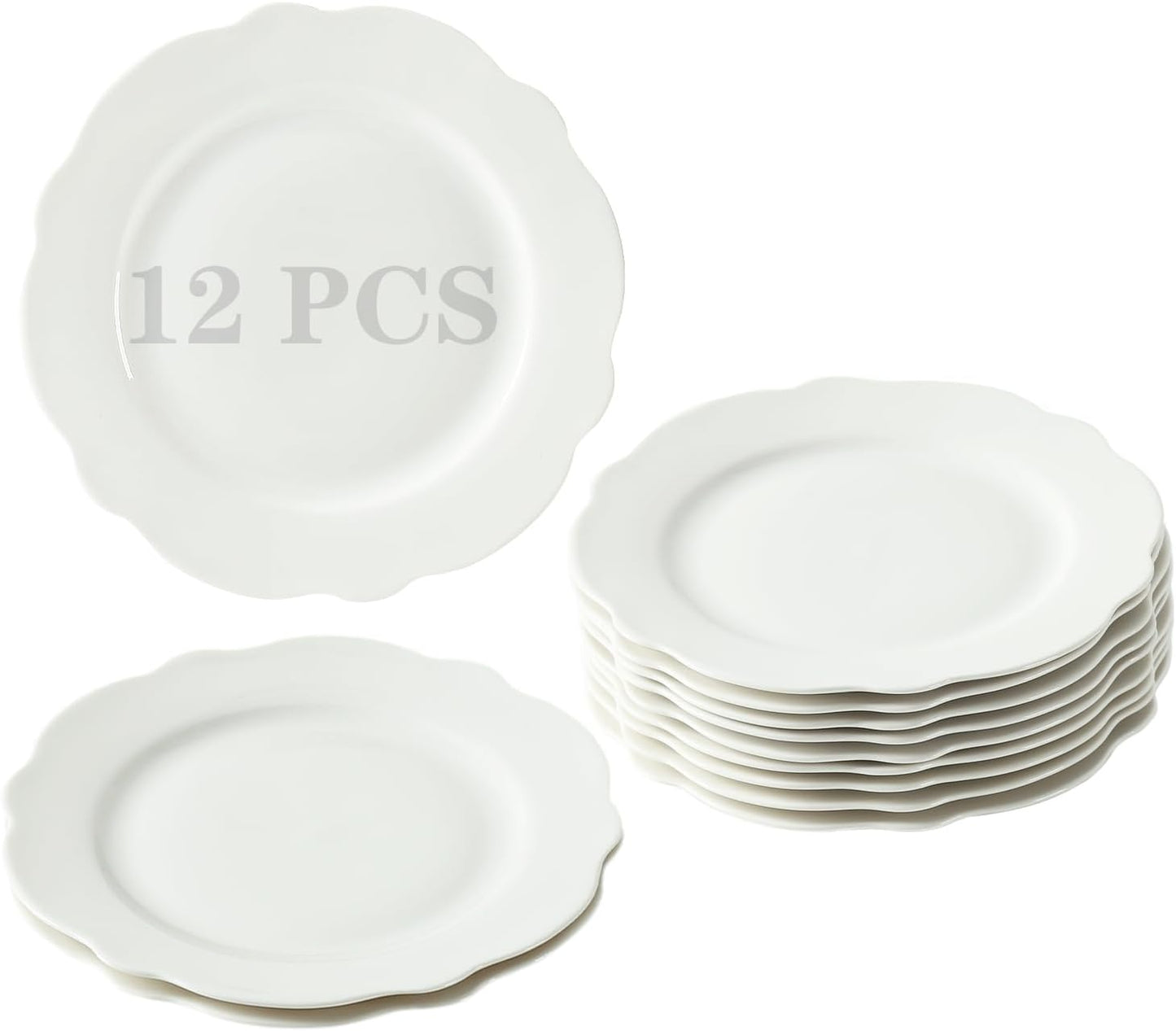 7.5 Inch Porcelain Small Dinner Plates Set of 12 for All Occasions
