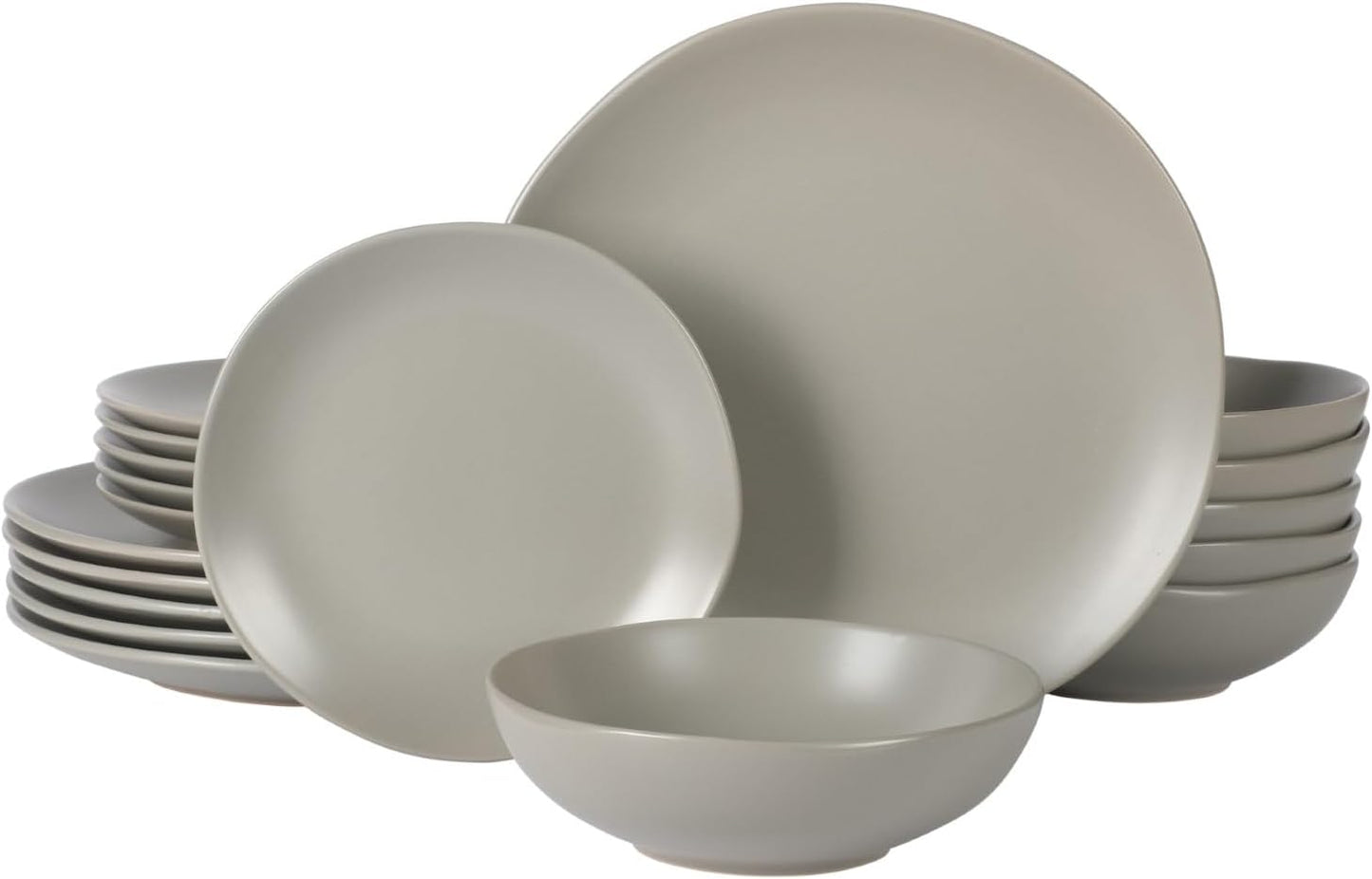 Gibson Home Bethel 18 Piece Dinnerware Set in Matte Grey