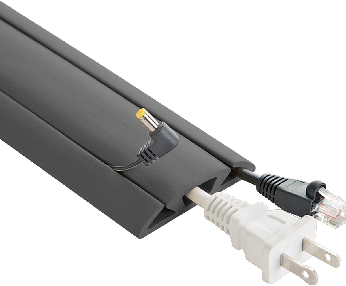 3-Channel Cord Protector & Concealer for Floor - 30FT Gray
