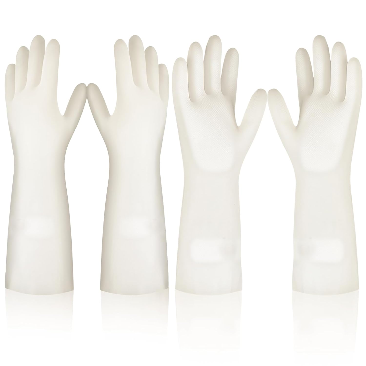 2 Pairs, 15IN Reusable Latex-Free Cleaning Gloves