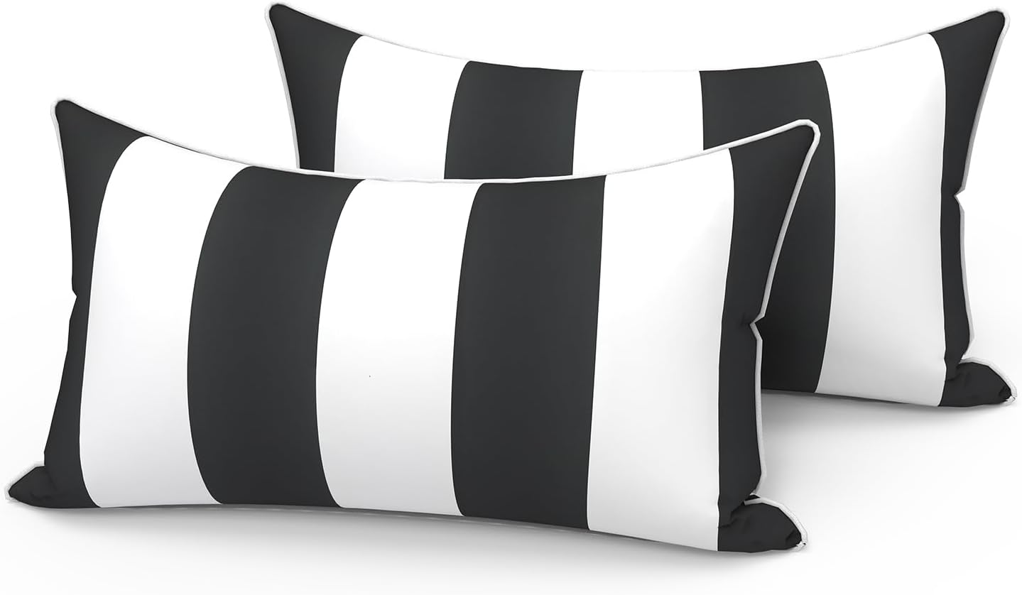 Set of 2 Outdoor Lumbar Pillows for Patio Furniture with Style