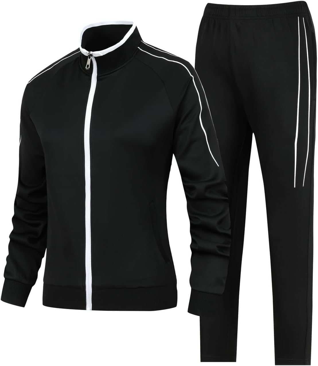 Women's 2 Pieces Athletic Tracksuit Full-Zip Workout Sweatsuit