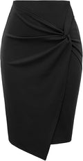 Wear to Work Pencil Skirts for Women High Waist Wrap Front - Tailored