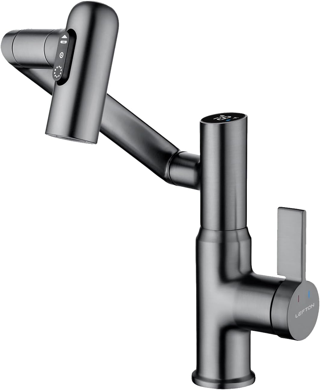Lefton Rotatable Bathroom Faucet with Temperature Display Features