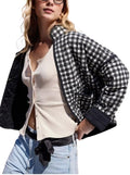 Cropped Quilted Floral Jacket for Women - Lightweight Puffer Cardigan