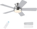 42 in Brushed Nickel Ceiling Fan with Light and Remote - Low Profile