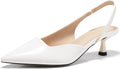 Coutgo Womens Slingback Low Kitten Heels Closed Pointed Toe Pumps