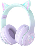 Bluetooth Kids Headphones Cat Ear LED Light Up Wireless Headphones