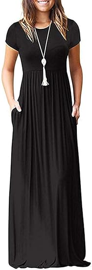 HAOMEILI Women's Casual Maxi Dresses with Pockets for Comfort