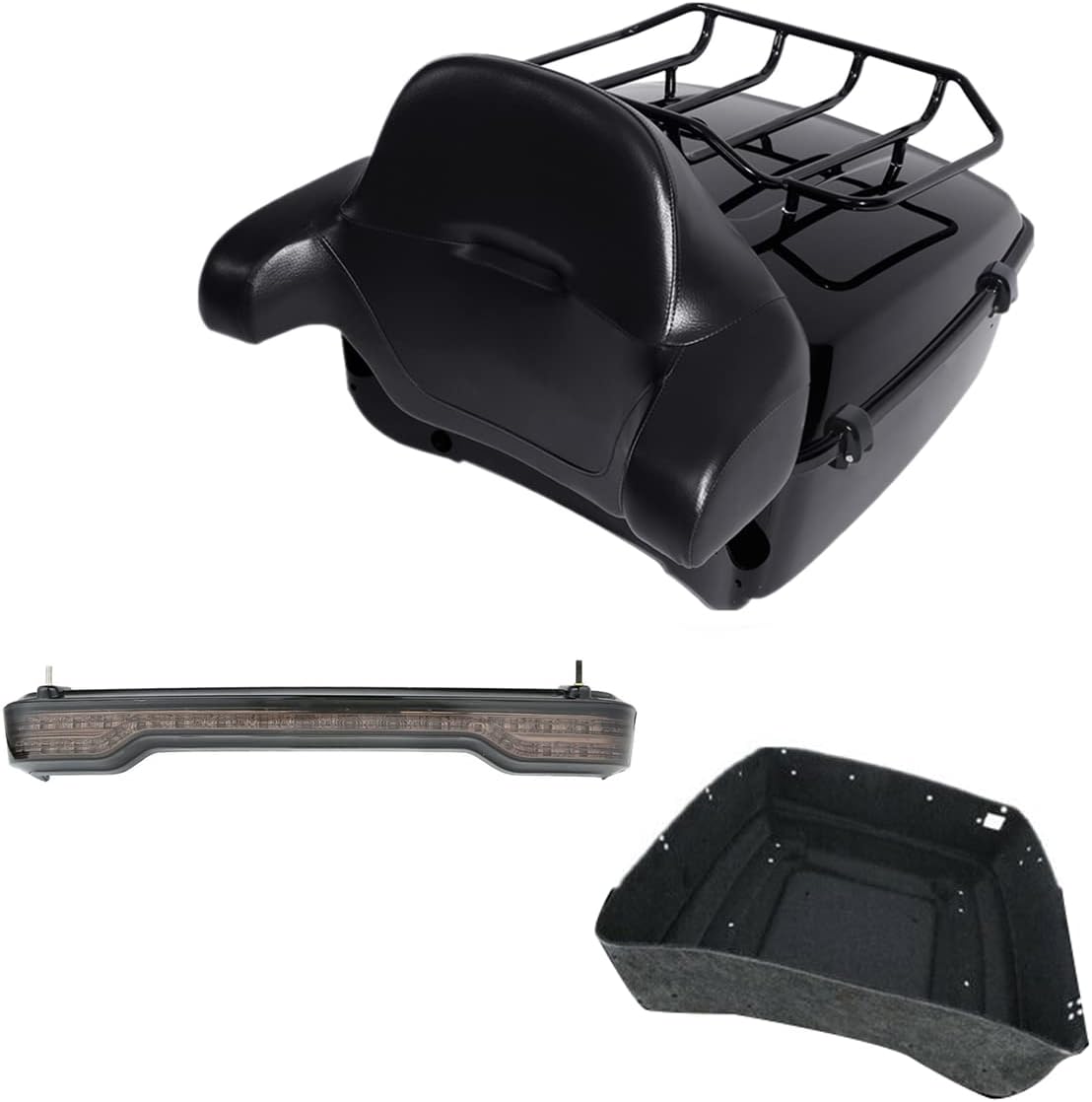 Vivid Black King Tour Luggage Trunk Backrest Rack for Harley