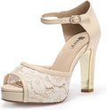 IDIFU IN4 Mary Platform Chunky High Heels Sandals - Elegant 4in Heel