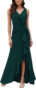 Formal Evening Dresses for Women Dark Green V Neck Split - Elegant Fit