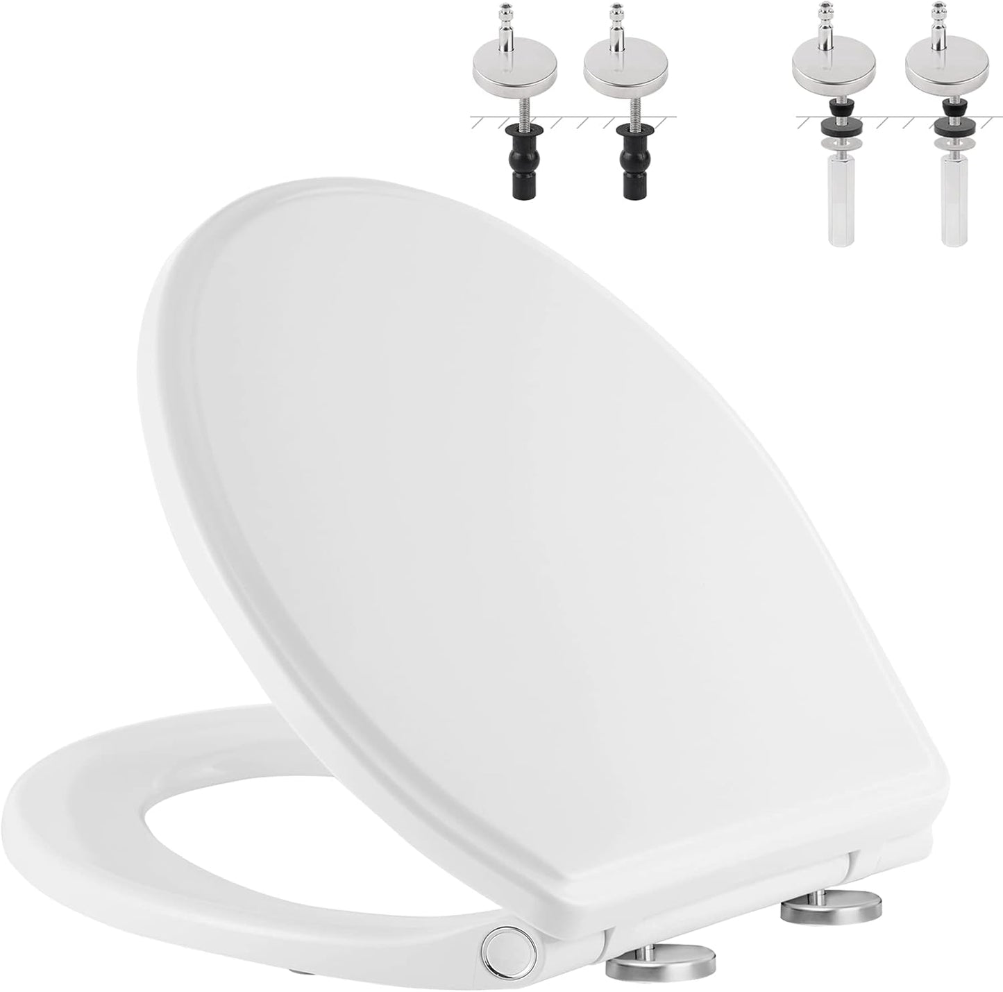 Hibbent Premium Round Toilet Seat with Quiet Close Feature