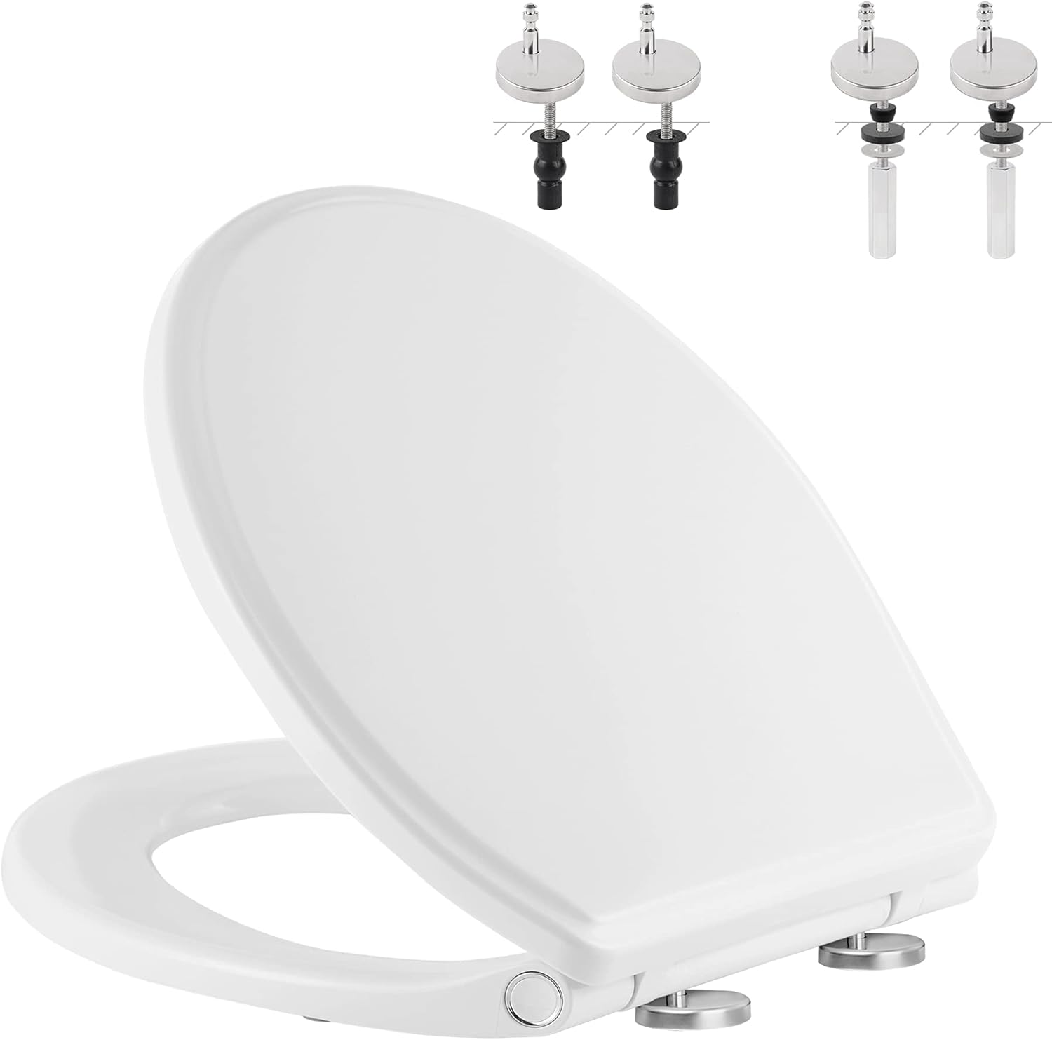 Hibbent Premium Round Toilet Seat with Quiet Close Feature