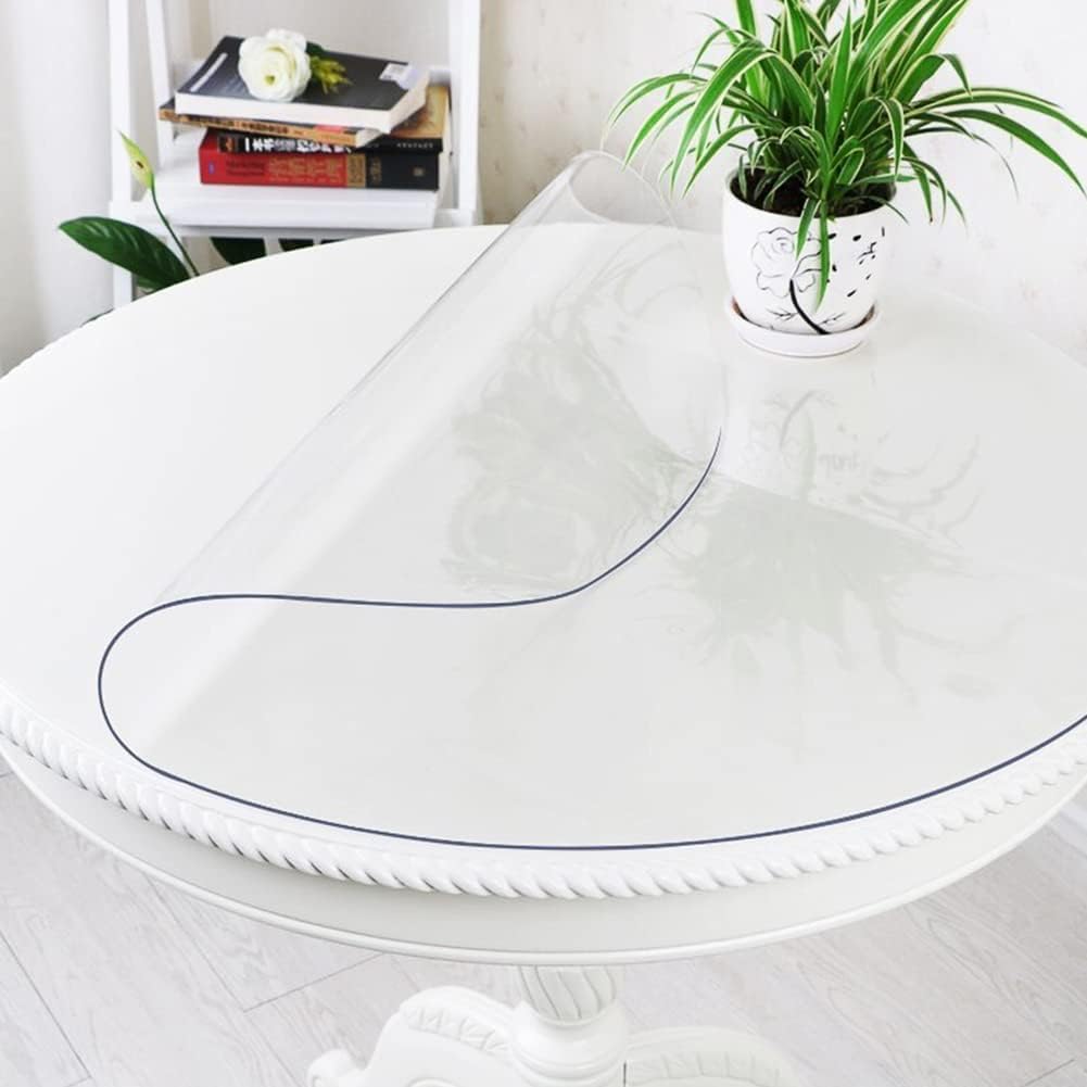 60 Inch Round Clear Plastic Dining Table Protector for All Surfaces