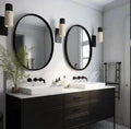 24 in Circle Wall Mirror - Modern Matte Black Bathroom Mirror