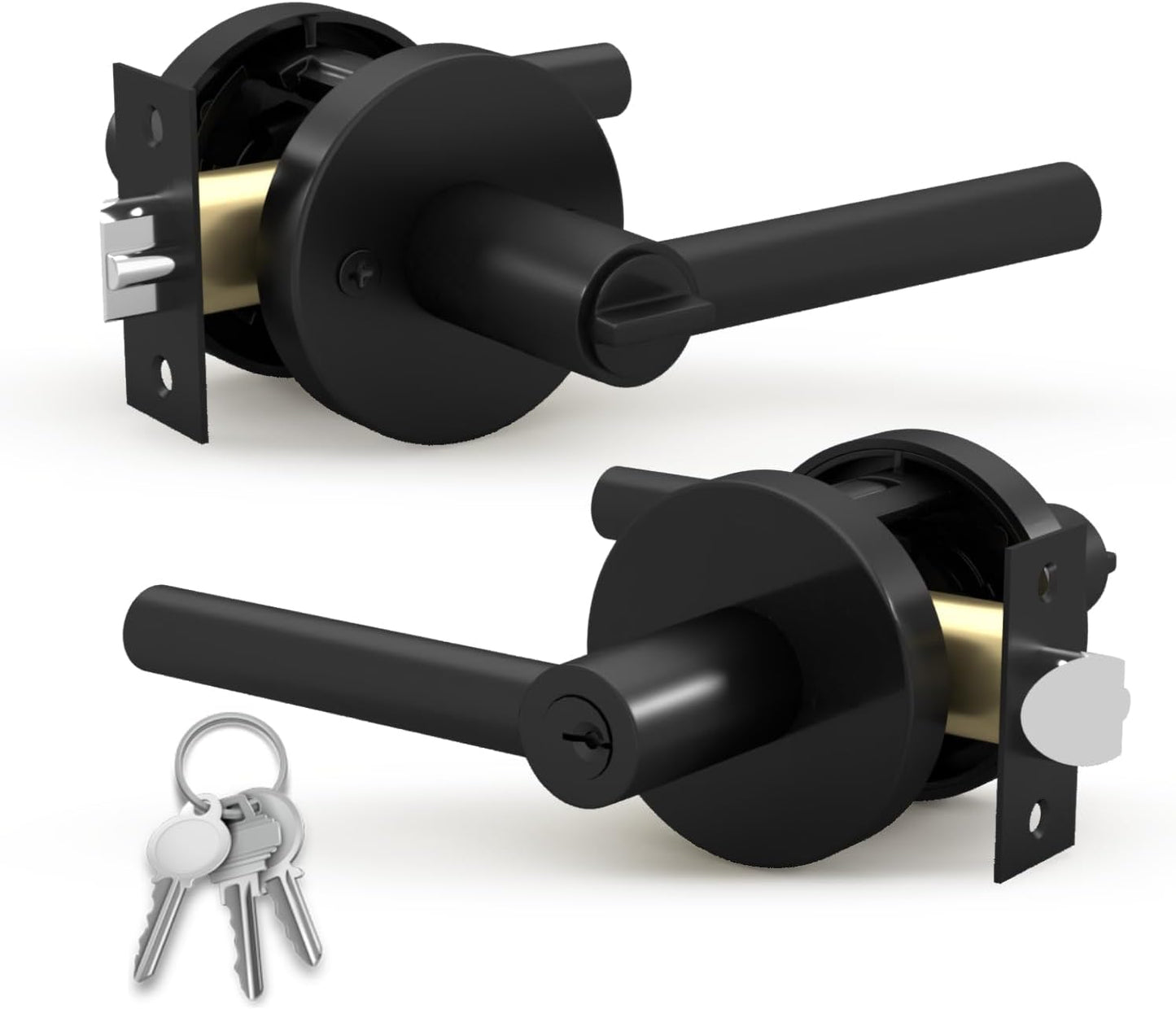 Mega Handles Ronn Entry Lever Door Handle Set for Any Door