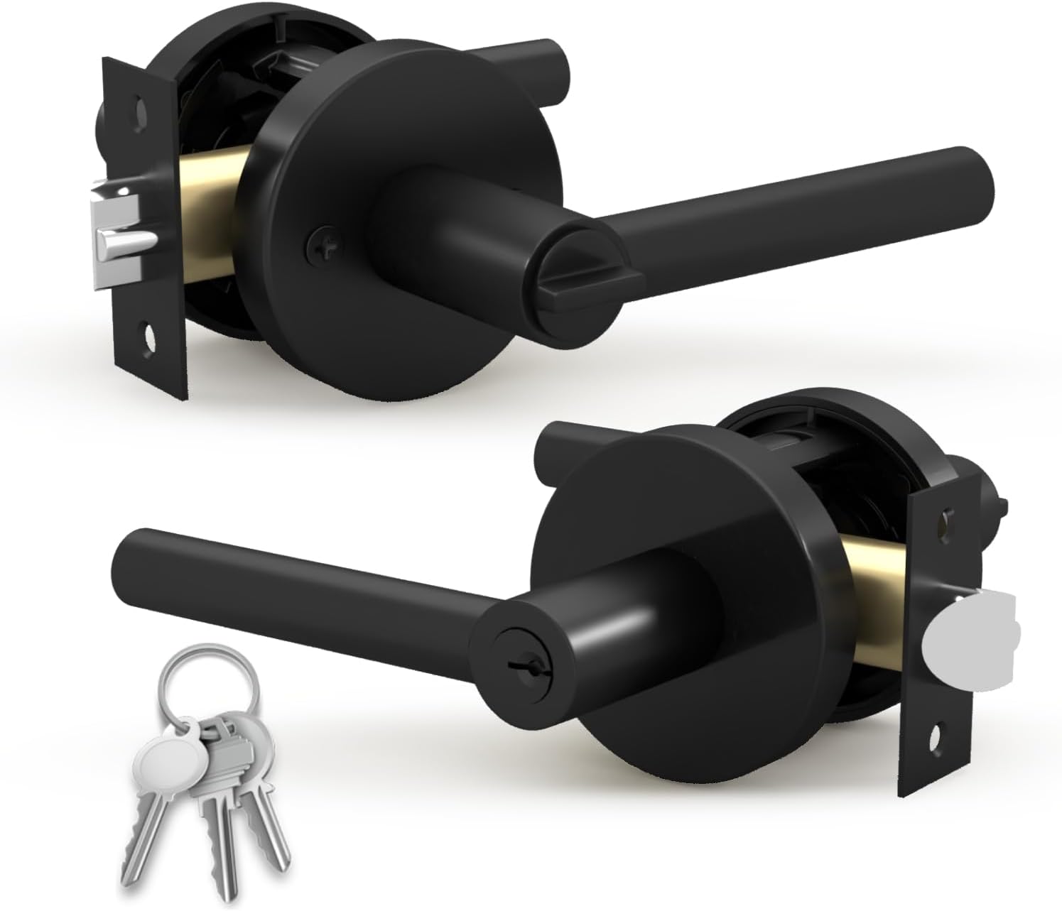Mega Handles Ronn Entry Lever Door Handle Set for Any Door
