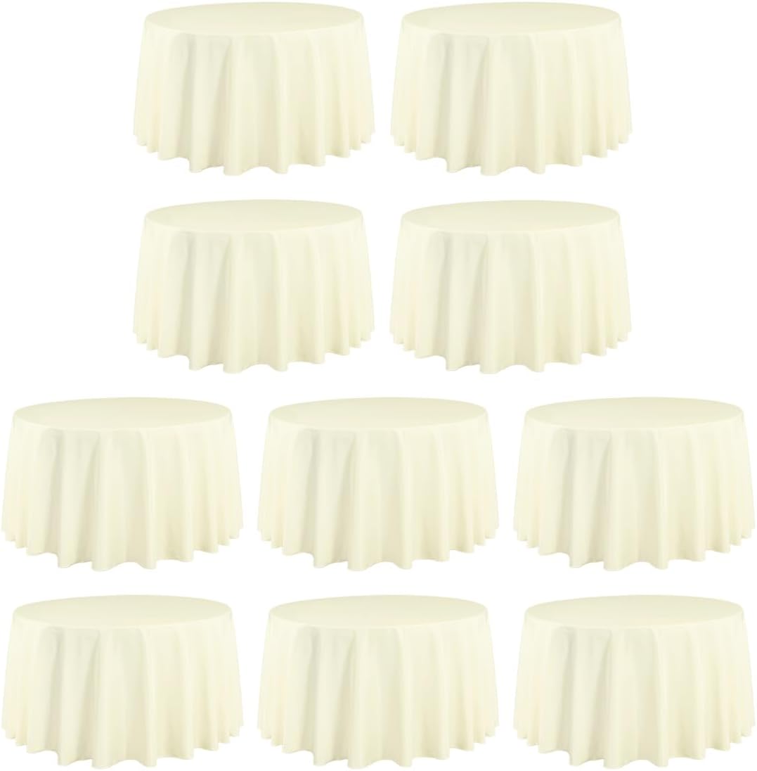 108 Inch Round Tablecloths for Weddings and Events - Ivory
