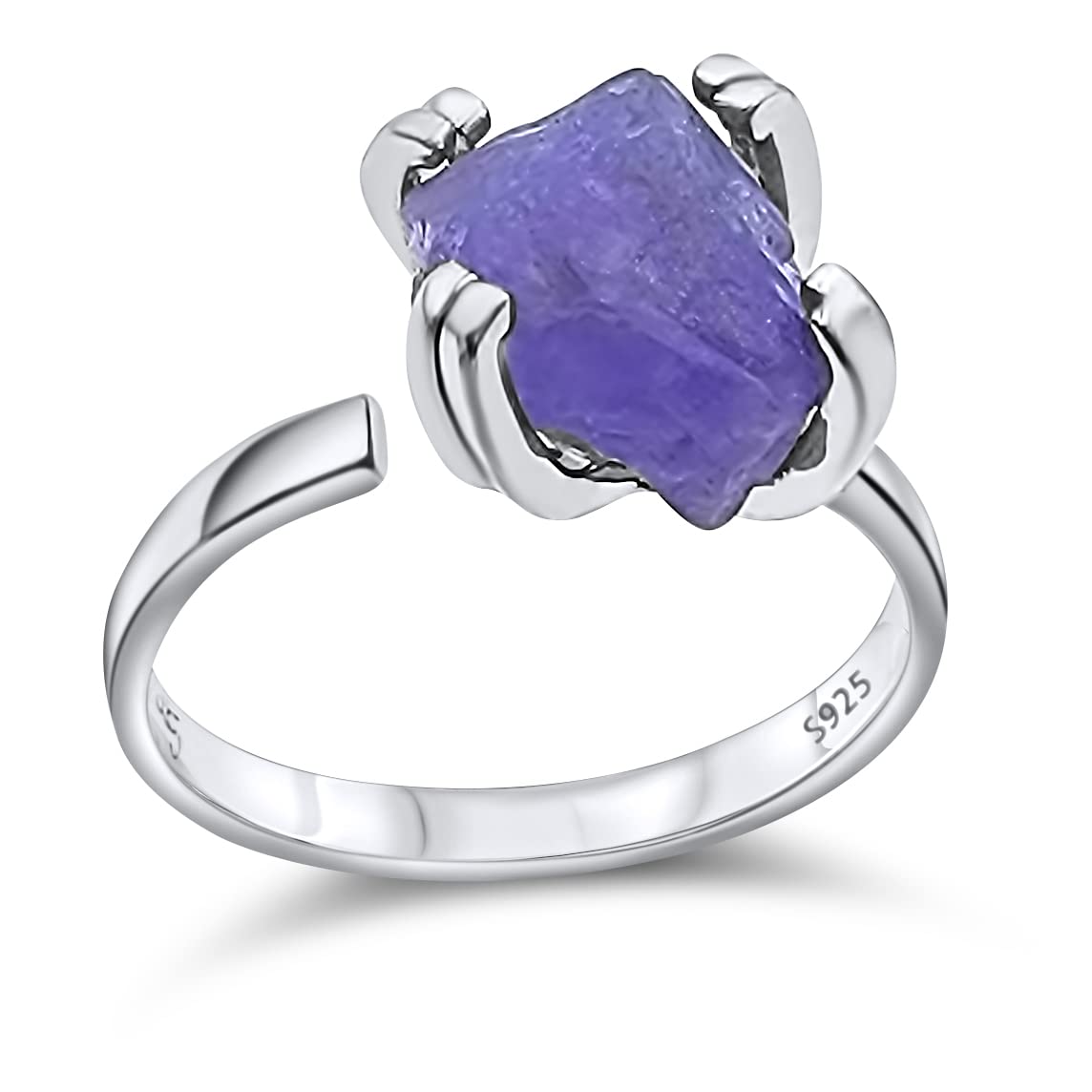 Natural Raw Tanzanite Gemstone Adjustable Finger Ring Gift