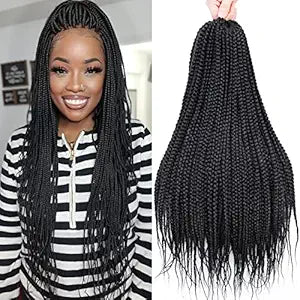 Box Braids Crochet Hair 20 Inch Pre Looped Extensions for Women