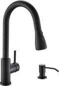 Black Kitchen Sink Faucet with Soap Dispenser - Durable Matte Finish