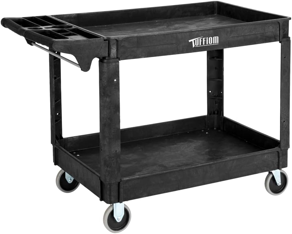 TUFFIOM Heavy Duty Plastic Utility Cart with 550lbs Capacity