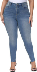 Womens Plus Size Skinny Jeans High Waisted Stretchy Classic Ankle