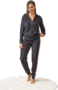 Womens Velour Jogging Suit Tracksuit Set - Zipper Hoodie & Pants
