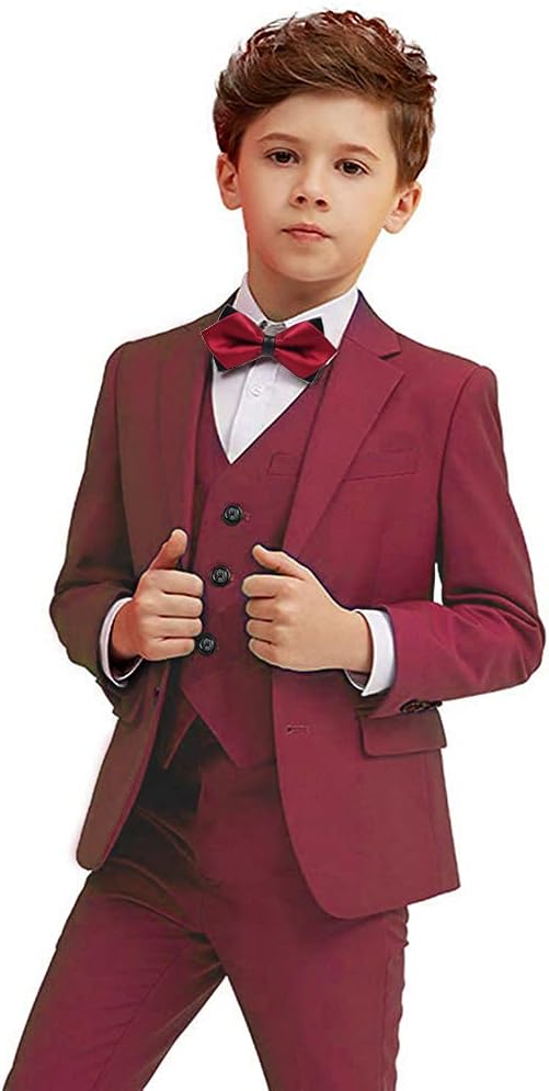 5 Piece Slim Fit Boys Suit for Kids Formal Wedding Outfit