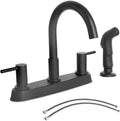 Black Kitchen Faucet Matte Black with Side Sprayer - Two-Handle High