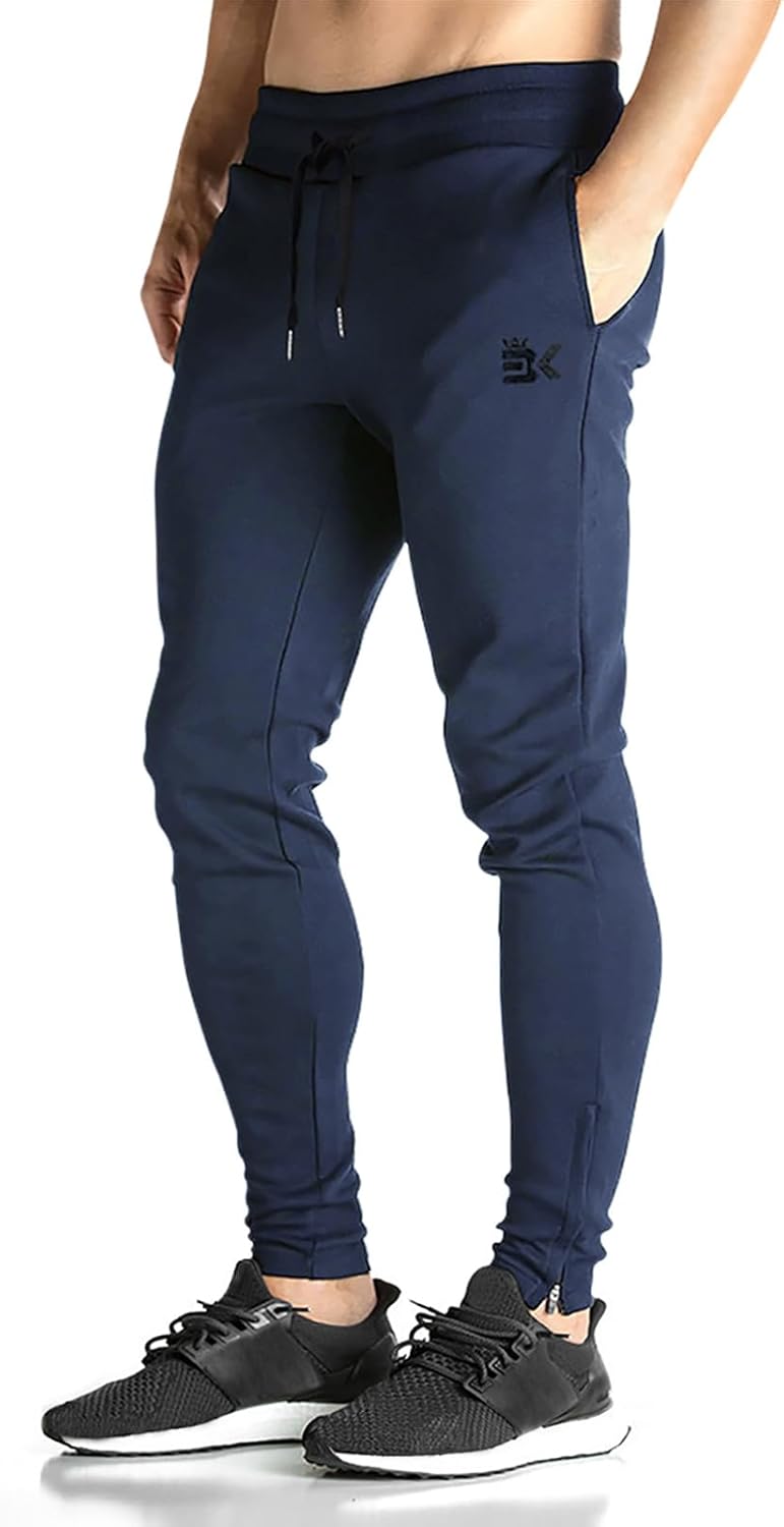 BROKIG Mens Zip Joggers Pants for Comfortable Gym Wear