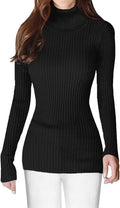 Turtleneck Ribbed Sweater for Women - Slim Fit Silky Knit