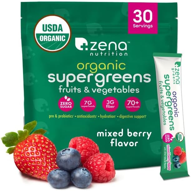 Organic Super Greens Powder with 70+ Superfoods for Wellness