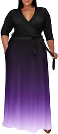 Runwind Plus Size Dress for Women - Flowy V-Neck Maxi (XL-6XL) Casual