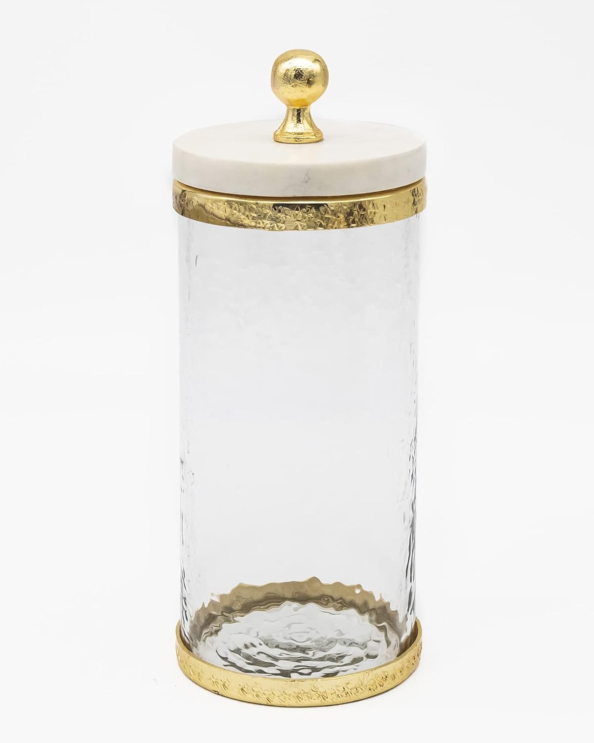 Godinger Glass Storage Canister with Marble and Gold Band