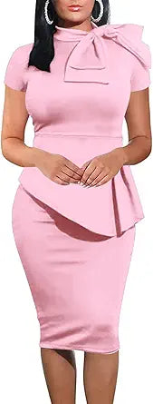 TOPONSKY Women Peplum Bow Club Ruffle Pencil Party Dress Review