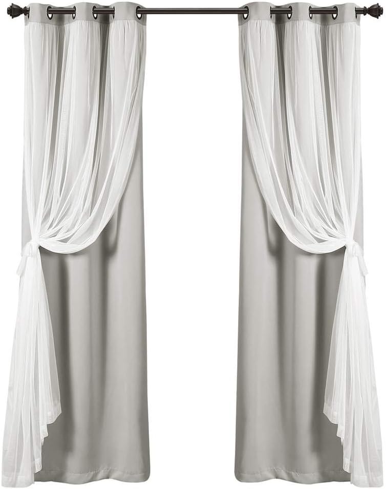 Elegant Blackout Curtains with Sheer Overlay for Bedroom Decor