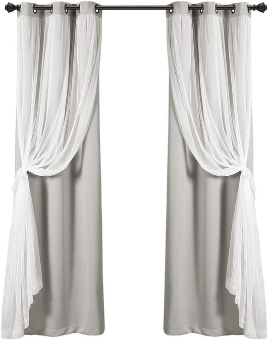 Elegant Blackout Curtains with Sheer Overlay for Bedroom Decor