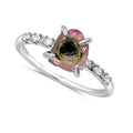 Real Raw Watermelon Tourmaline Dainty Ring - Organic Birthstone Gift