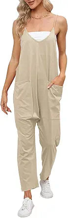 Stylish Women's Loose Casual V Neck Sleeveless Jumpsuits