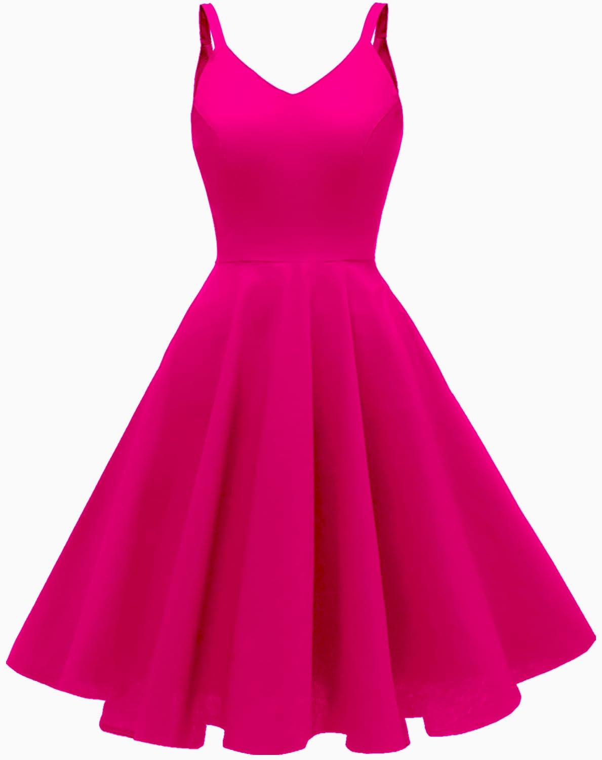 GOOBGS Women's 1950s Retro Vintage Spaghetti Strap Dress