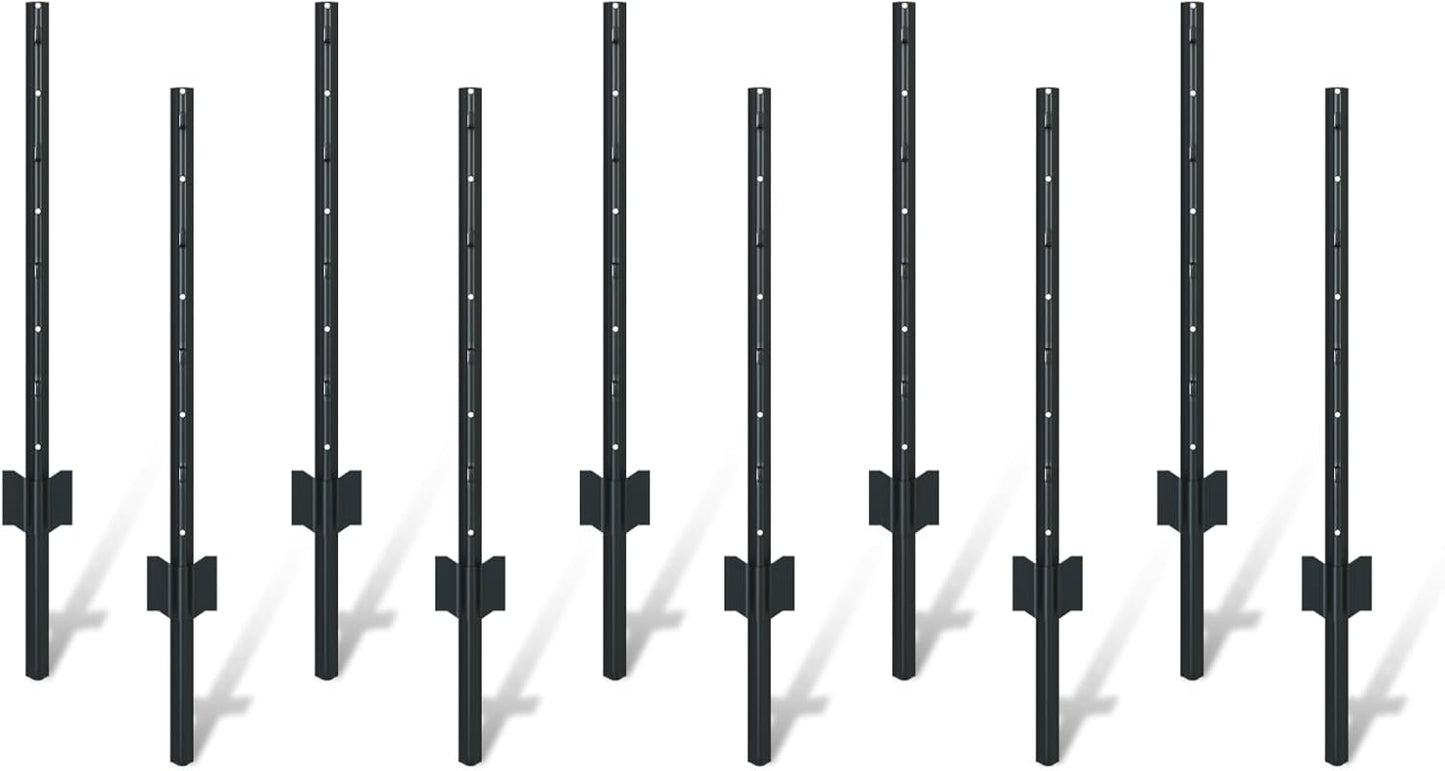 Black PVC Coated Metal Fence Posts for Easy Installation Outdoors