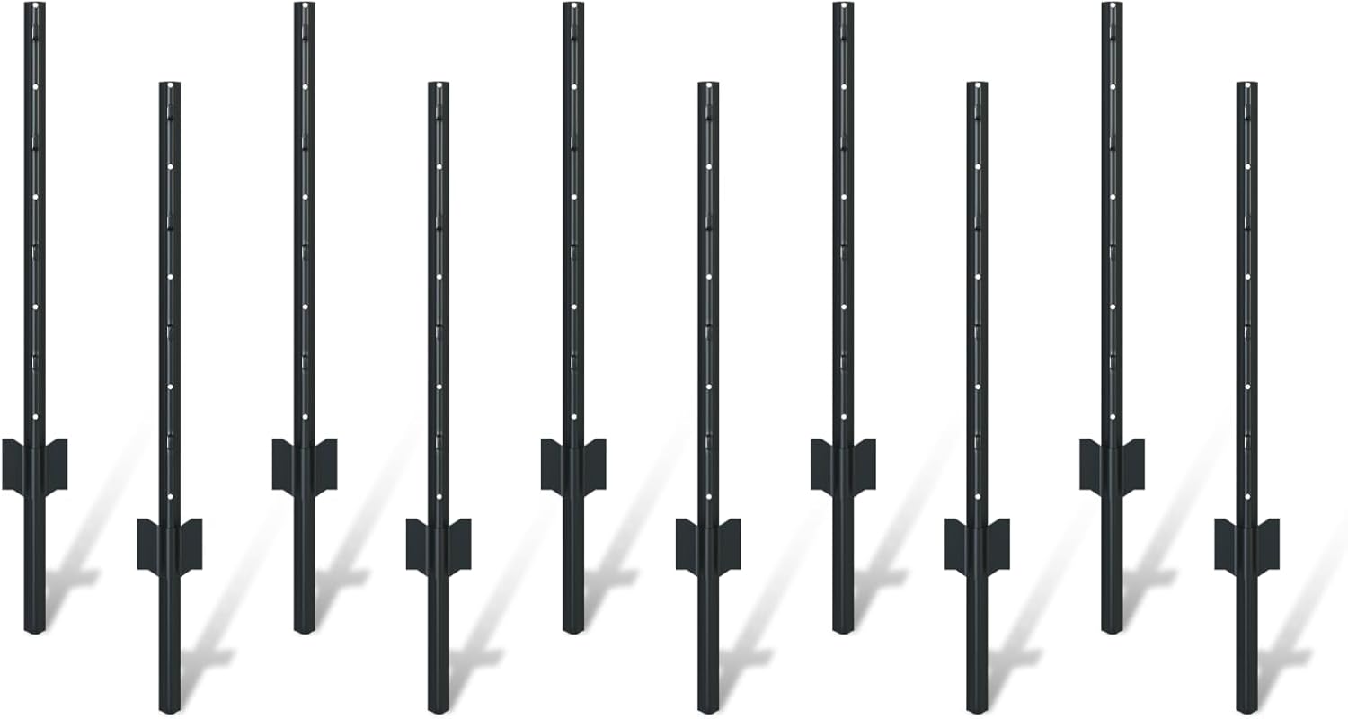 Black PVC Coated Metal Fence Posts for Easy Installation Outdoors
