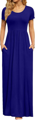 DB MOON Womens Summer Maxi Dress Casual Empire Waist - With Pockets If
