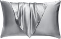 Satin Goose Down Feather Pillows King Size - Cooling Satin Pillowcase